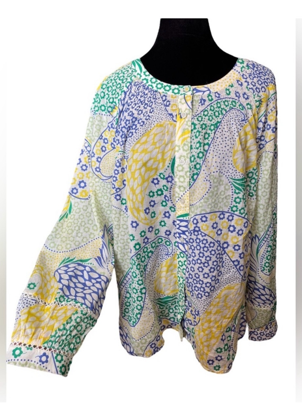 Talbots Multicolor Paisley Floral Button-Front Blouse